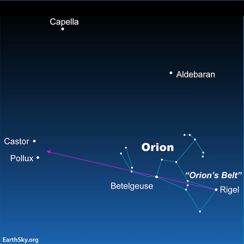 como encontrar constelación de geminis usando orion